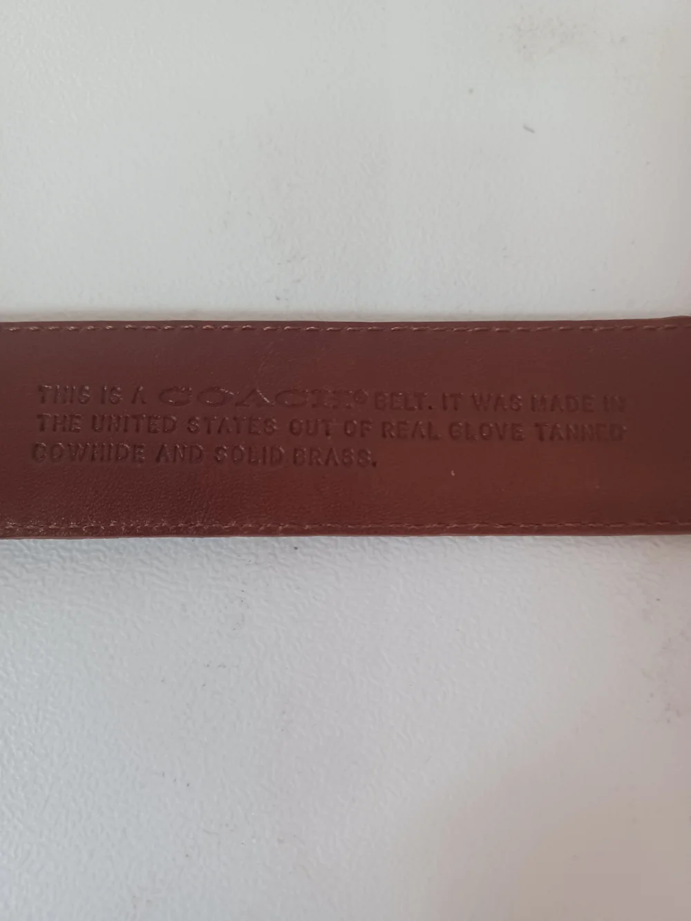 Vintage Coach British Tan Leather Belt Solid Brass Buckle Size 32
